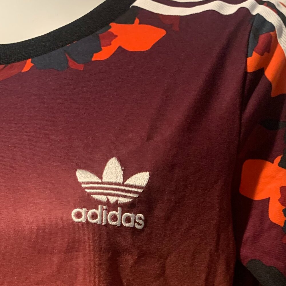 Adidas Ladies Multi Color Floral Short Sleeve Top